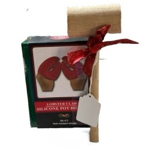 GIFT SET Silicone Pot Holders Lobster Claws with Crab Mallet in Gift Wrapped Box